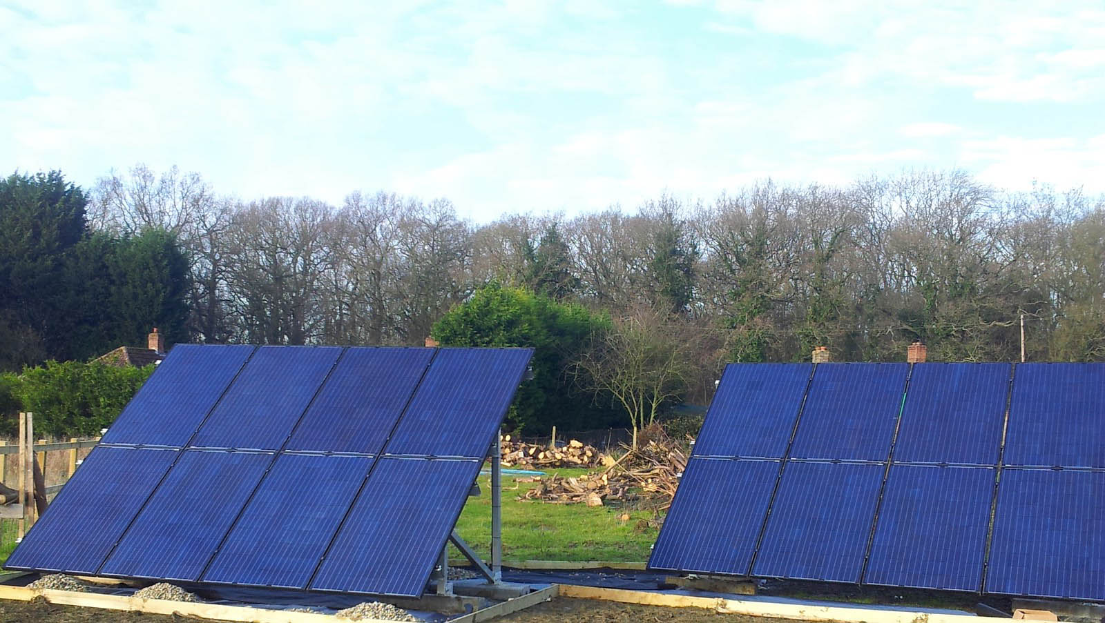 Solar farm near Cambridge generating large amount of electricity for the houses nearby