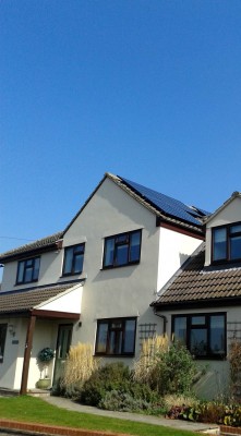 Large house near Cambridge with multiple solar panels