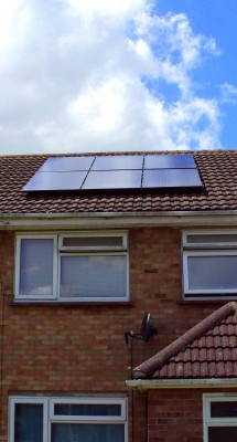 Six small solar panels, enough to provide good amount of electricity for a family near Cambridge