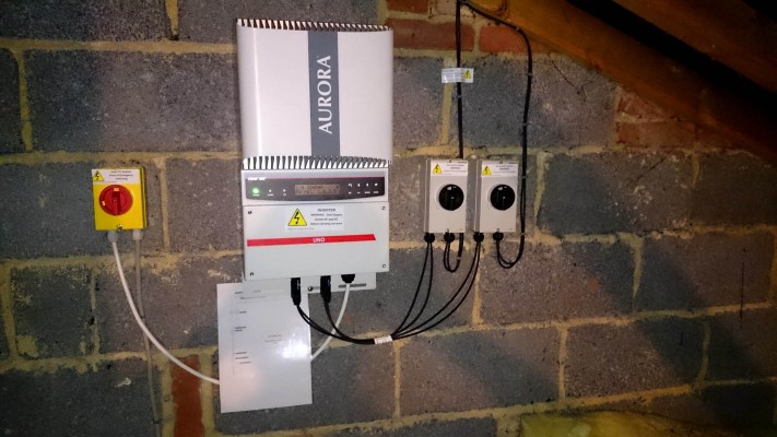 Aurora solar panels inverter installed in a Cambridge detached house