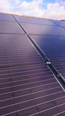 Clean and robust solar panels installed on a roof near Cambridge city centre
