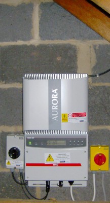 Solar panels inverter installed in a semi-detached house in Cambridge